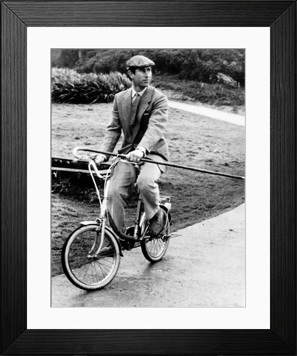 Framed Print : Prince Charles riding bike November 1983 Framed Print : Prince Charles riding bike November 1983