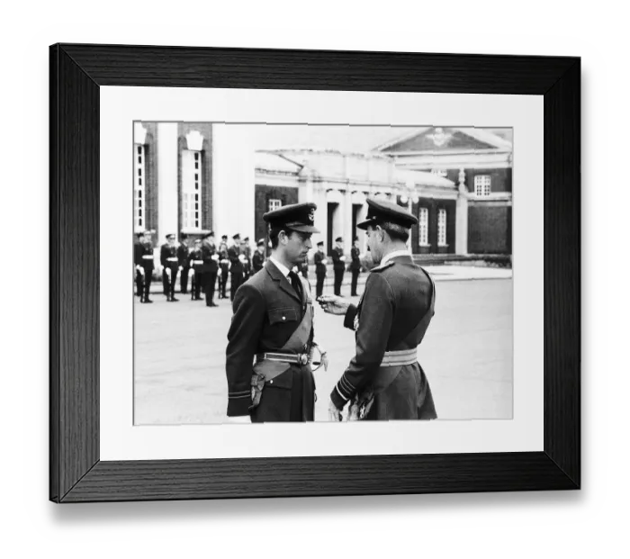 Framed Print : Prince Charles receiving his pilots wings from Air Chief Marshal Sir Denis Spotswood Framed Print : Prince Charles receiving his pilots wings from Air Chief Marshal Sir Denis Spotswood