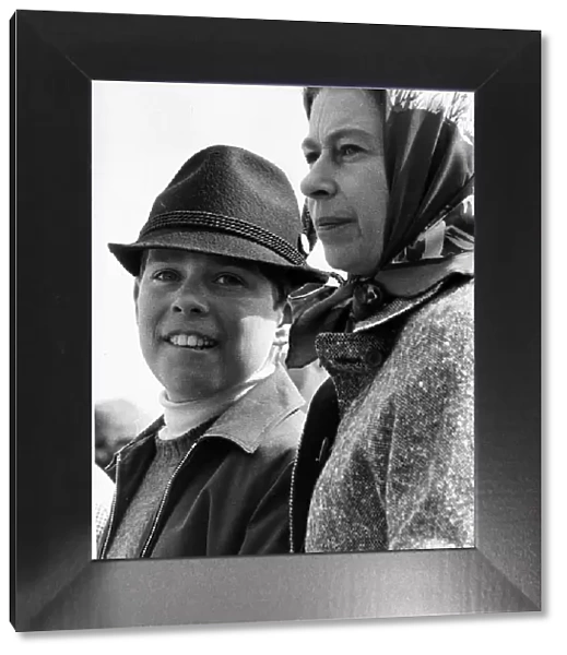 Prince Andrew as a boy with his mother Queen Elizabeth II at the Badminton Horse Trials