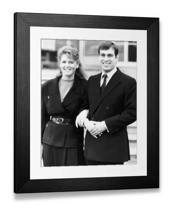 Framed Print : Prince Andrew with the Dutchess of York announcing their engagement March 1986 Framed Print : Prince Andrew with the Dutchess of York announcing their engagement March 1986