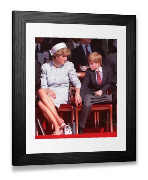 Framed Print : Diana Princess of Wales holding the hand of her son Prince Harry at a ceremony in Hyde Framed Print : Diana Princess of Wales holding the hand of her son Prince Harry at a ceremony in Hyde