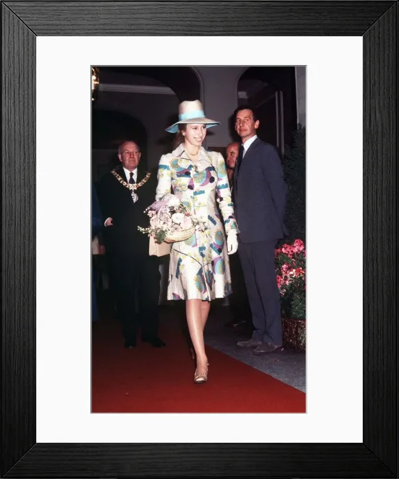 Framed Print : Princess Anne in Edinburgh in June 1973 wearing floral coat