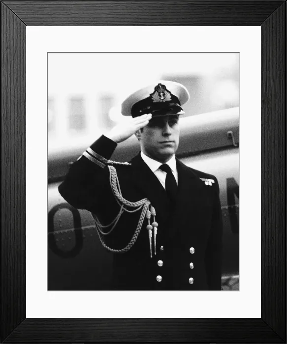 Framed Print : Prince Andrew aboard the HMS Brazen in the port of London awaiting his mother Framed Print : Prince Andrew aboard the HMS Brazen in the port of London awaiting his mother