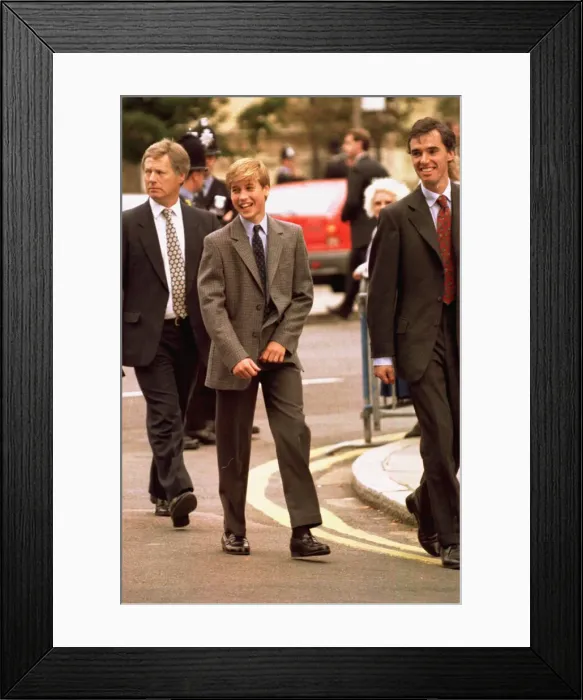 Framed Print : Prince William on his first day at Eton school with his new housemaster Andrew Gailey Framed Print : Prince William on his first day at Eton school with his new housemaster Andrew Gailey