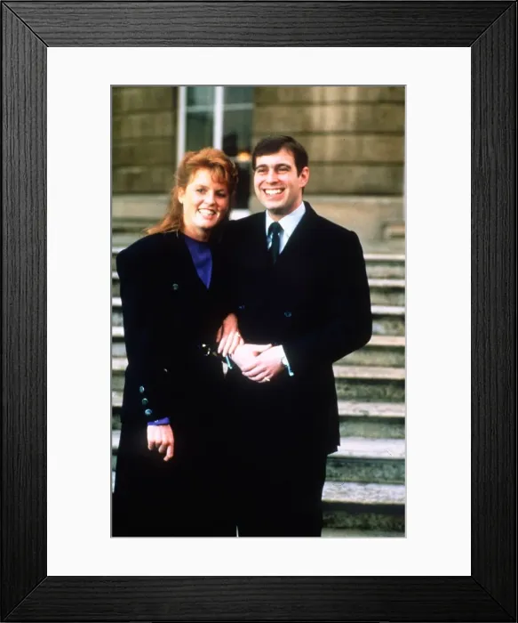 Framed Print : Prince Andrew with Sarah Ferguson on the announcement of their engagement March