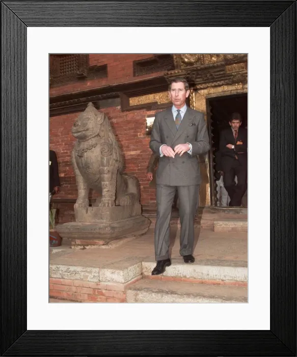 Framed Print : Prince Charles arrives in Kathmandu during his visit to Nepal February 1998