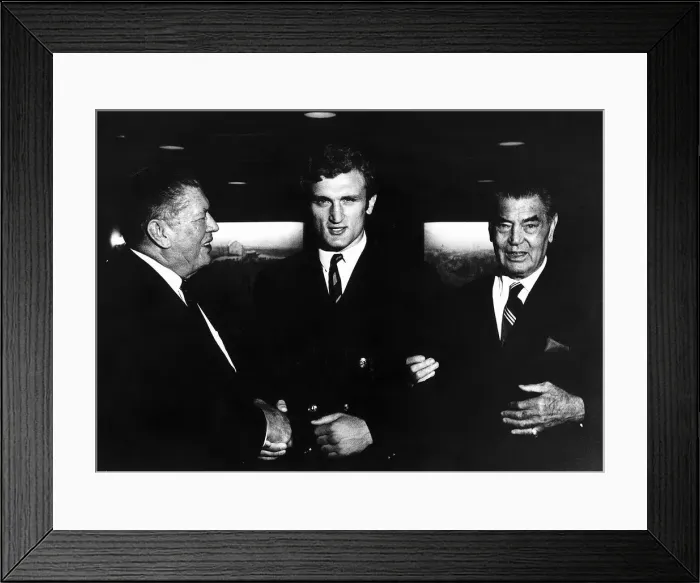 Framed Print : Joe Bugner boxer with Gene Tunny and Jack Dempsey Jul 1970 former heavyweight Framed Print : Joe Bugner boxer with Gene Tunny and Jack Dempsey Jul 1970 former heavyweight