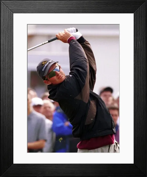 Framed Print : Justin Rose tees off on the first hole during the third round of the Open Golf Framed Print : Justin Rose tees off on the first hole during the third round of the Open Golf