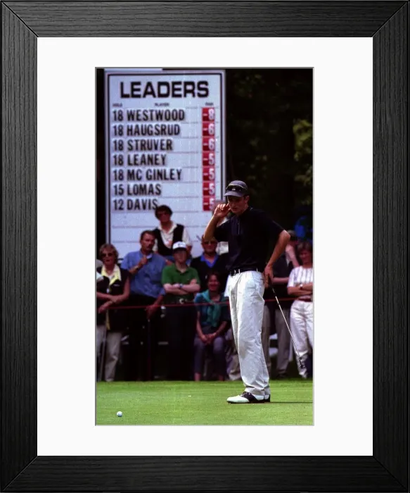 Framed Print : Justin Rose misses a putt on the fourth hole at the Dutch Open Golf Championships
