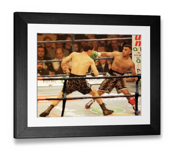 Framed Print : Prince Naseem Hamed lands punch on Jose Badillo in first round of his WBO World Framed Print : Prince Naseem Hamed lands punch on Jose Badillo in first round of his WBO World