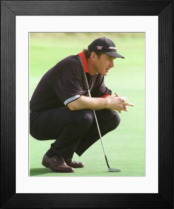 Framed Print : Nick Faldo at Open Golf Championship Birkdale 1998 sizes up a put on the 18th Framed Print : Nick Faldo at Open Golf Championship Birkdale 1998 sizes up a put on the 18th
