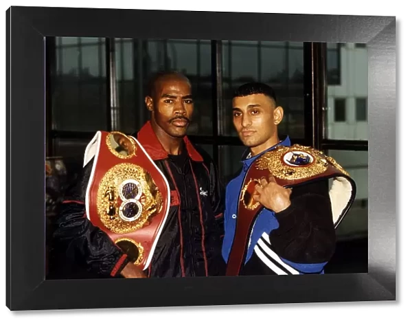 Tom Johnson boxer and Prince Naseem boxing with awards belts