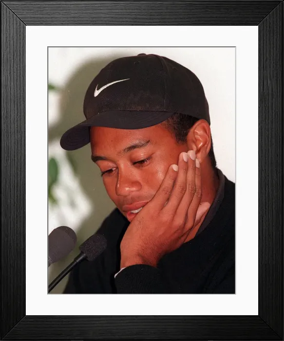 Framed Print : Tiger Woods golfer at a press conference July 1997 on the eve of the Open Golf tournament Framed Print : Tiger Woods golfer at a press conference July 1997 on the eve of the Open Golf tournament
