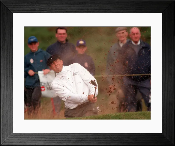 Framed Print : Tom Lehman at Troon for the Open Championship July 1997 In the bunker during his last Framed Print : Tom Lehman at Troon for the Open Championship July 1997 In the bunker during his last