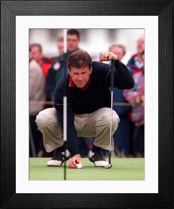 Framed Print : Nick Faldo at Troon for the Open Championship July 1997 During his last practice round