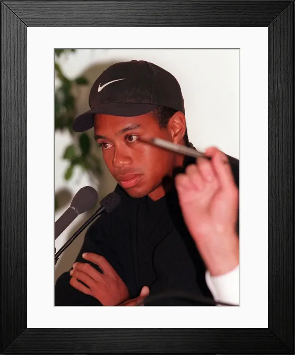 Framed Print : Tiger Woods golfer at a press conference July 1997 on the eve of the Open Golf tournament