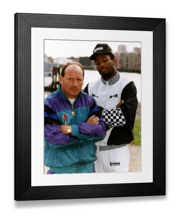 Framed Print : Lennox Lewis former World Heavyweight Boxing Champion with boxer Jean Maurice Chanet Framed Print : Lennox Lewis former World Heavyweight Boxing Champion with boxer Jean Maurice Chanet