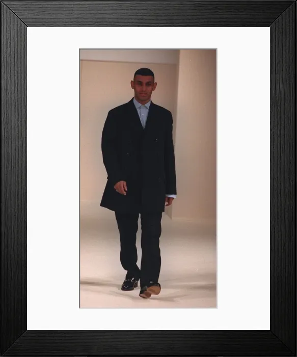 Framed Print : Prince Naseem Hamed Boxer modeeling on the catwalk winner of Best Dressed Man