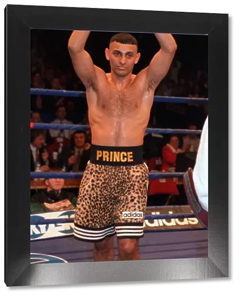 Prince Naseem Hamed after his victory over Billy Hardy in Manchester to retain his WBO
