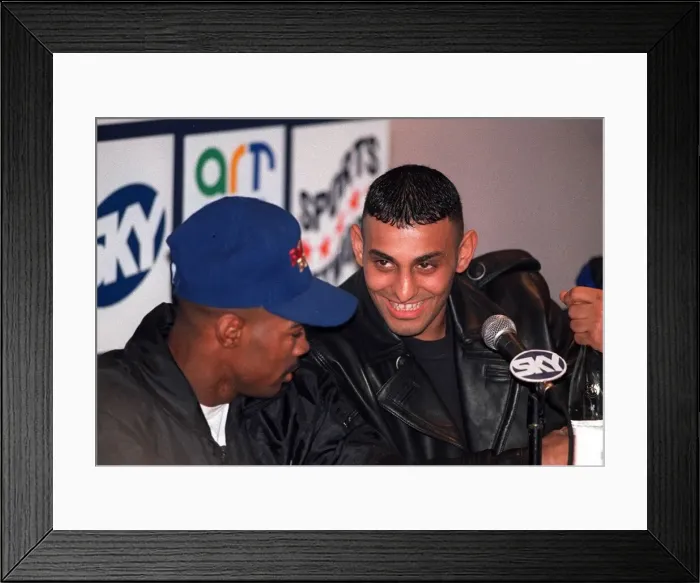 Framed Print : Prince Naseem Hamed Boxer shares a joke with Tom Johnson