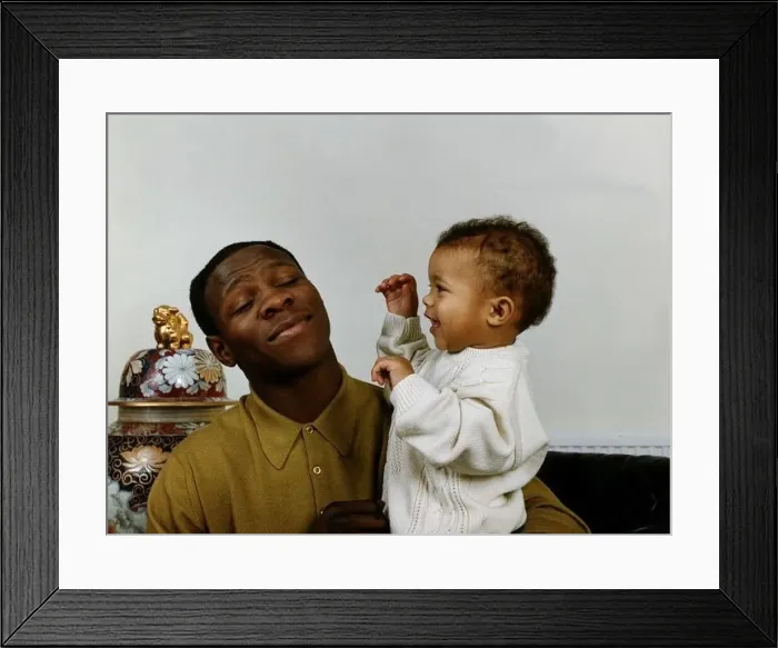 : Chris Eubank Boxing with young son Christopher at home : Chris Eubank Boxing with young son Christopher at home