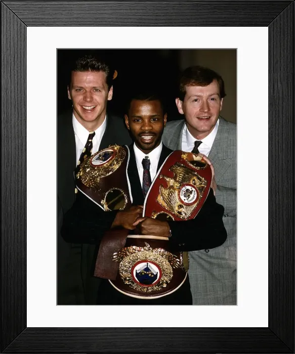 Framed Print : Duke McKenzie boxer Steve Davis Snooker and Steve Backley Javelin promote sports Framed Print : Duke McKenzie boxer Steve Davis Snooker and Steve Backley Javelin promote sports