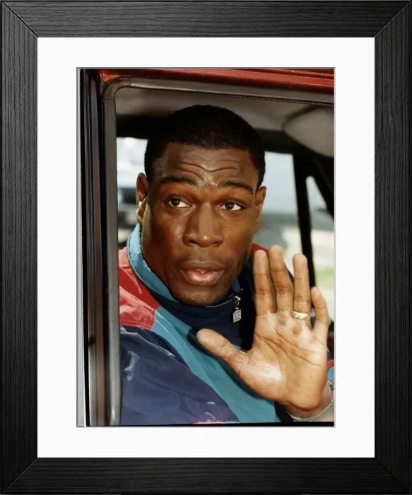 Framed Print : Frank Bruno boxer sitting in car waving Framed Print : Frank Bruno boxer sitting in car waving