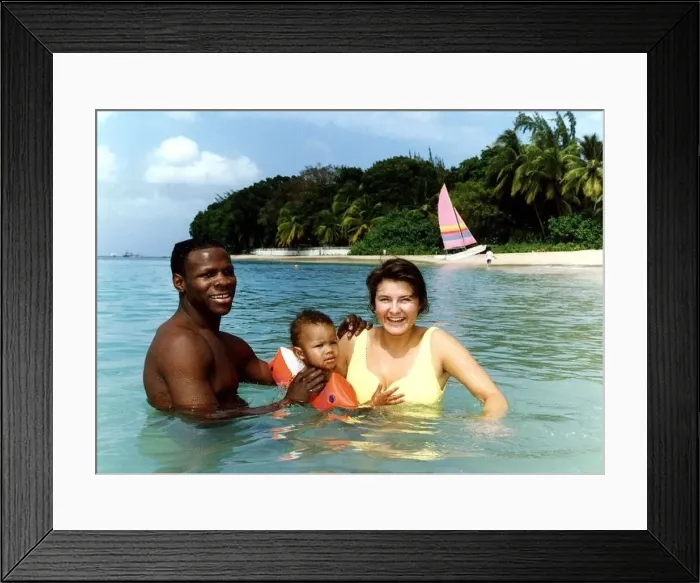 : Chris Eubank World Boxing Champion with wife Karron and young son Christopher : Chris Eubank World Boxing Champion with wife Karron and young son Christopher