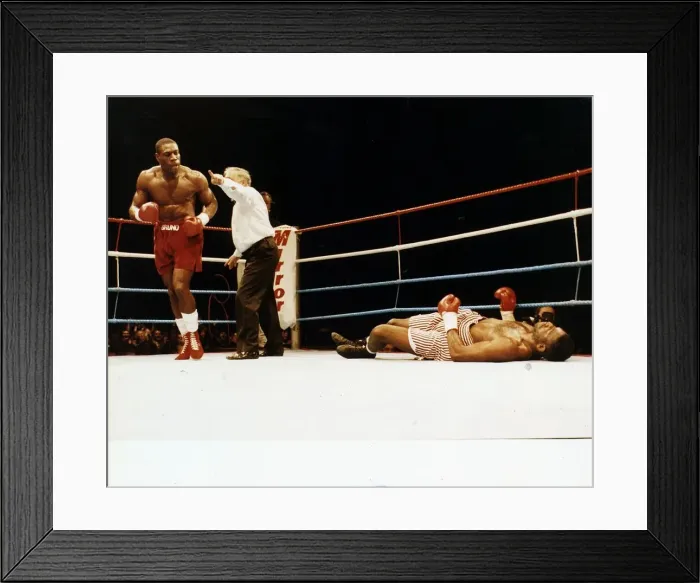 Framed Print : Frank Bruno v Jose Ribalta Bruno knocks out Ribalta Framed Print : Frank Bruno v Jose Ribalta Bruno knocks out Ribalta