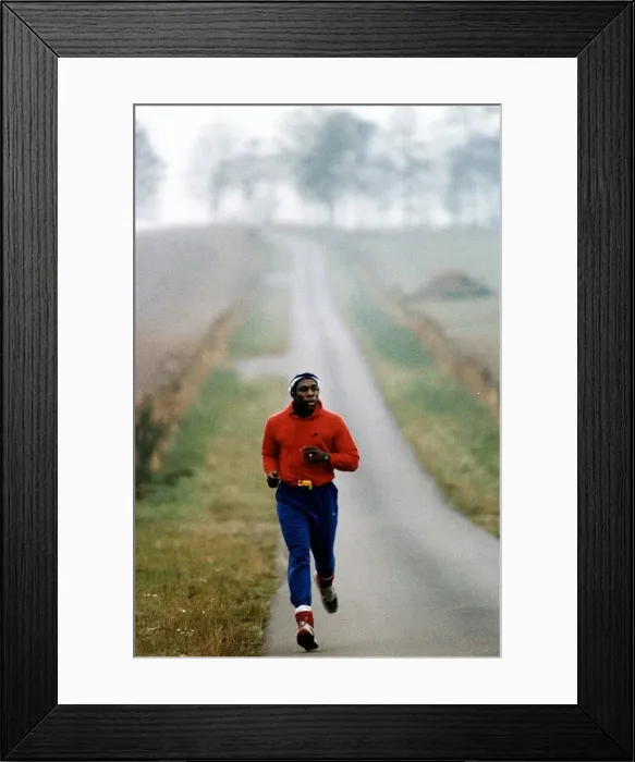 Framed Print : Frank Bruno jogging on a country road Framed Print : Frank Bruno jogging on a country road