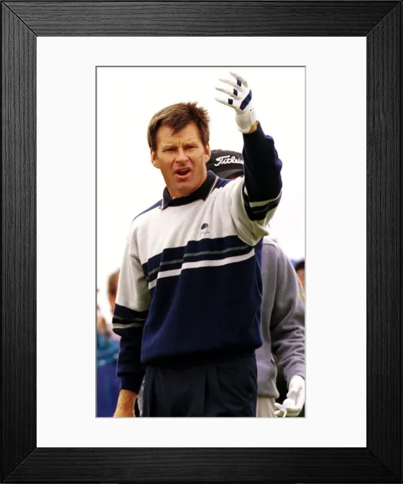 Framed Print : Nick Faldo upset at hitting a poor tee shot during the third round of the Open Golf