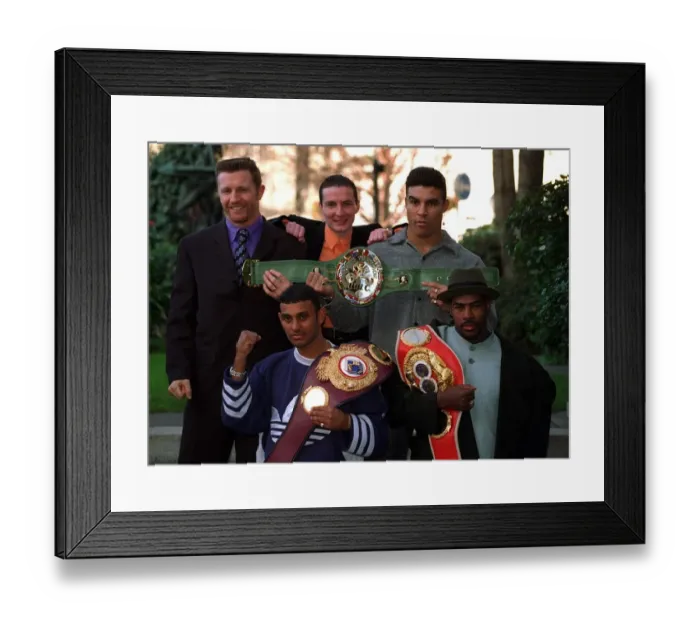 Framed Print : Boxing Champions Left To Right Back Steve Collins Micky Cantrel Robin Reed Front Prince Framed Print : Boxing Champions Left To Right Back Steve Collins Micky Cantrel Robin Reed Front Prince