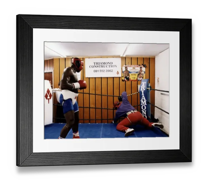Framed Print : Frank Bruno boxer sparring in the gym