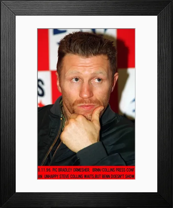 Framed Print : Steve Collins Boxer waits at a news press conference for Nigel Benn to show up Framed Print : Steve Collins Boxer waits at a news press conference for Nigel Benn to show up
