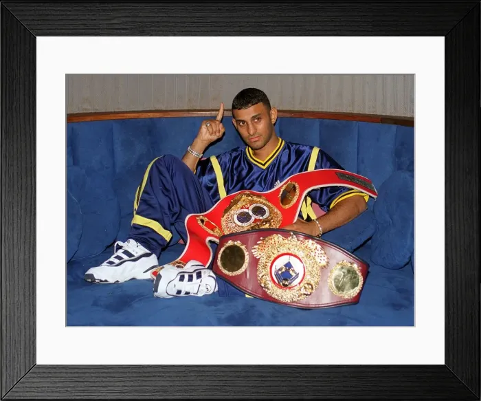 Framed Print : Prince Naseem Hamed at a Press Conference July 1997 Before his title fights against Juan