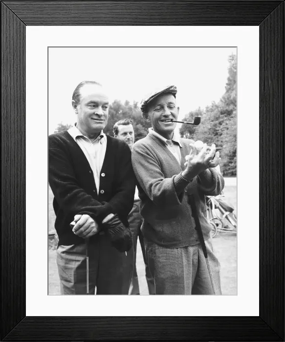 Framed Print : Teeing up for the moon on golf course Bing Crosby and Bob Hope Framed Print : Teeing up for the moon on golf course Bing Crosby and Bob Hope