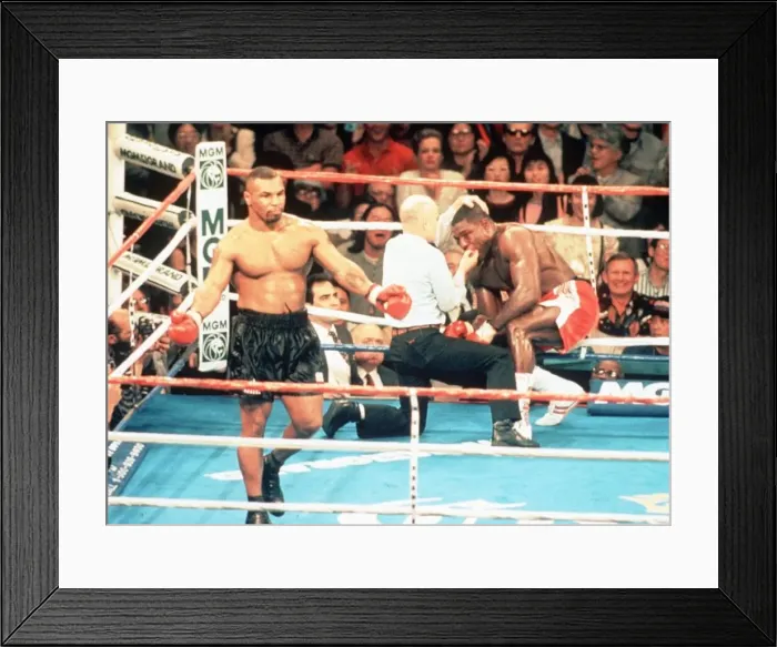 Framed Print : Frank Bruno Boxer loses his WBC title to Mike Tyson wins by knock out