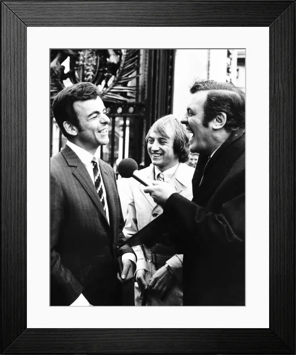 Framed Print : Eamonn Andrews TV presenter of This Is Your Life with golf player Tony Jacklin outside