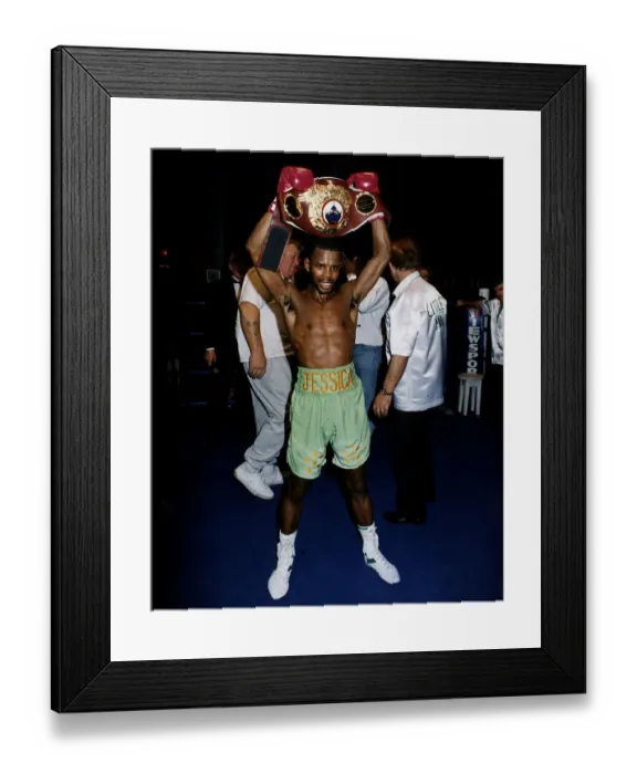 Framed Print : Duke McKenzie Boxing after defeating Jesse Benavides at Lewisham Theatre Framed Print : Duke McKenzie Boxing after defeating Jesse Benavides at Lewisham Theatre