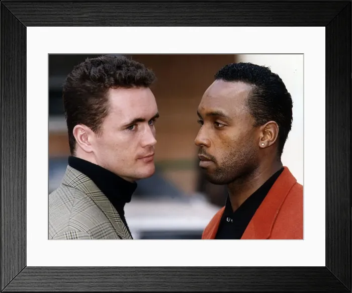 Framed Print : Nigel Benn Boxing with Dan Sherry