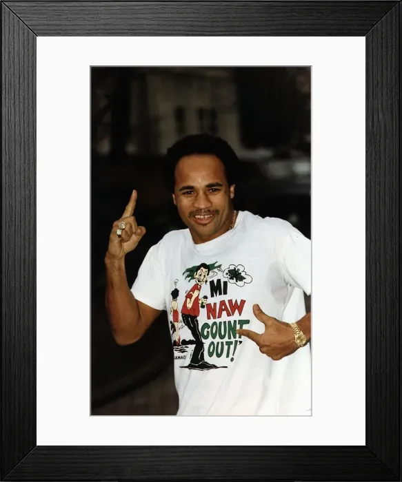 Framed Print : LLoyd Honeyghan Boxing At press conference to announce his fight with American John Framed Print : LLoyd Honeyghan Boxing At press conference to announce his fight with American John