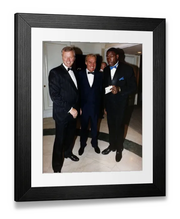 Framed Print : Frank Bruno Former WBC World Heavyweight Boxing Champion with boxing promoter Barry Hearn