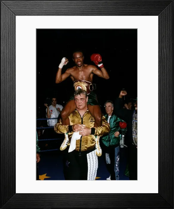 Framed Print : Colin McMillan Boxing sits on the shoulders of one of his seconds after winning the WBO Framed Print : Colin McMillan Boxing sits on the shoulders of one of his seconds after winning the WBO