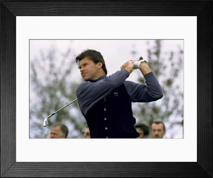 Framed Print : Nick Faldo Golf drives off the second tee during the Pro Am at The Oxfordshire Golf Framed Print : Nick Faldo Golf drives off the second tee during the Pro Am at The Oxfordshire Golf