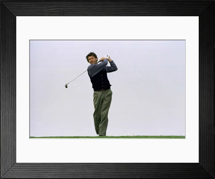 Framed Print : Nick Faldo drives off the fifth tee during the Pro Am at The Oxfordshire Golf Course Framed Print : Nick Faldo drives off the fifth tee during the Pro Am at The Oxfordshire Golf Course