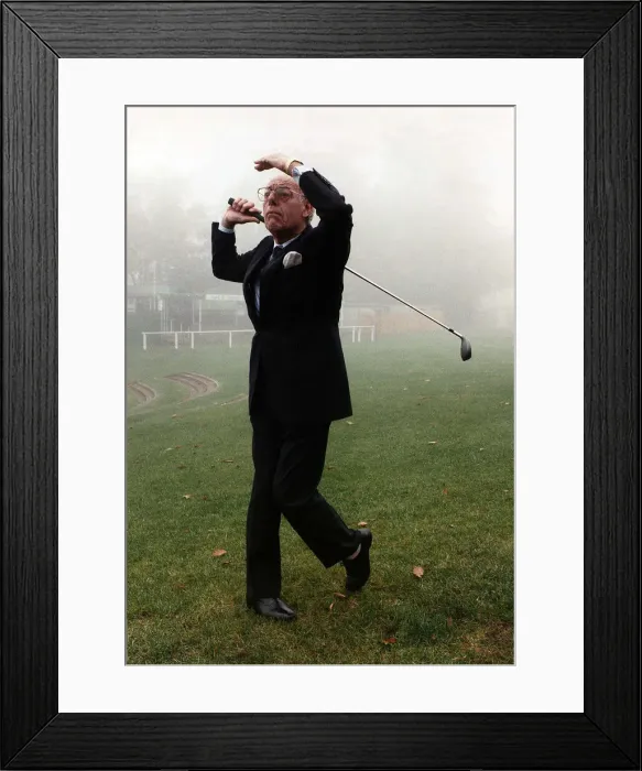 Framed Print : Denis Thatcher husband of Former Prime Minister Baroness Margaret Thatcher promoting a