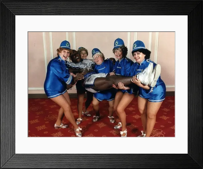 Framed Print : Frank Bruno Boxer being held by the Roly Polys Framed Print : Frank Bruno Boxer being held by the Roly Polys