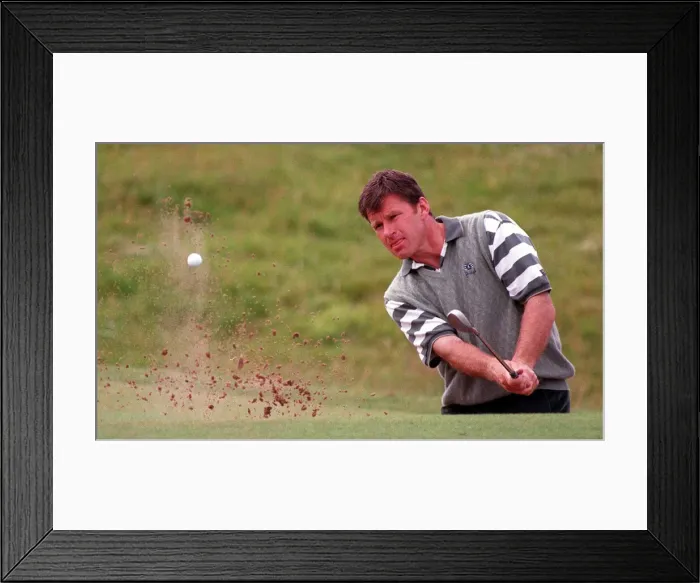 Framed Print : Nick Faldo during practice for Open Golf Championship July 1997 at Troon Framed Print : Nick Faldo during practice for Open Golf Championship July 1997 at Troon