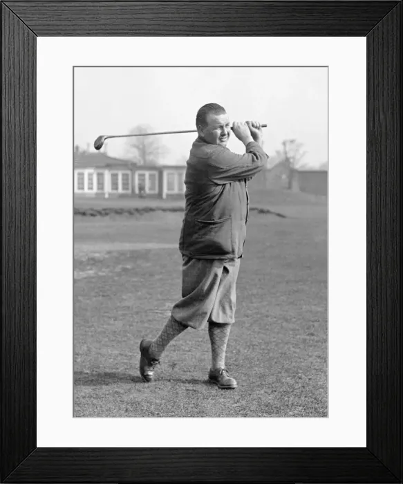Framed Print : George Gadd Golf March 1924 Professional golfer George Gadd takes a practice Framed Print : George Gadd Golf March 1924 Professional golfer George Gadd takes a practice