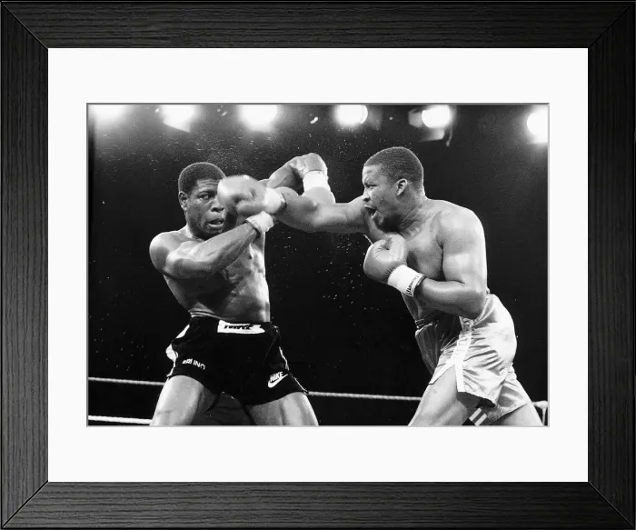 Framed Print : Frank Bruno Boxing against Tim Witherspoon for the World Title Framed Print : Frank Bruno Boxing against Tim Witherspoon for the World Title